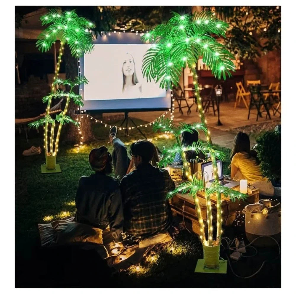 7FT Lighted Artificial Palm Tree with Three Trunks and 260 LED Lights NEW